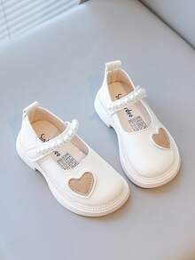 1双女童/幼儿/婴儿时尚爱心图案防滑软底平底鞋，适合春秋季穿着 - 米色 - 查看 3