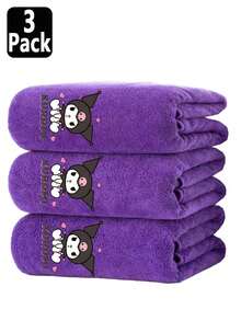 1pc/3pcs Cute Sanrio Character Heat Transfer Print Towel, Absorbent & Quick Dry, Suitable For Face, Hand Washing, Boys & Girls, Ideal For Bathroom, School, Kitchen, Holiday Gifts, Travel Outdoor, Best Gift For Kids, Towel Size: 34*75cm