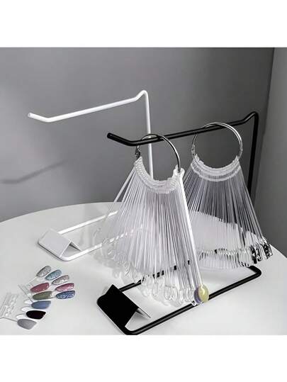Black & White Metal Nail Polish Display Fan Rack, Nail Art Sample Card Storage Holder, Nail Polish Organizer, Nail Design Display Shelf, Nail Art Tools,Makeup Bag,Travel Essential