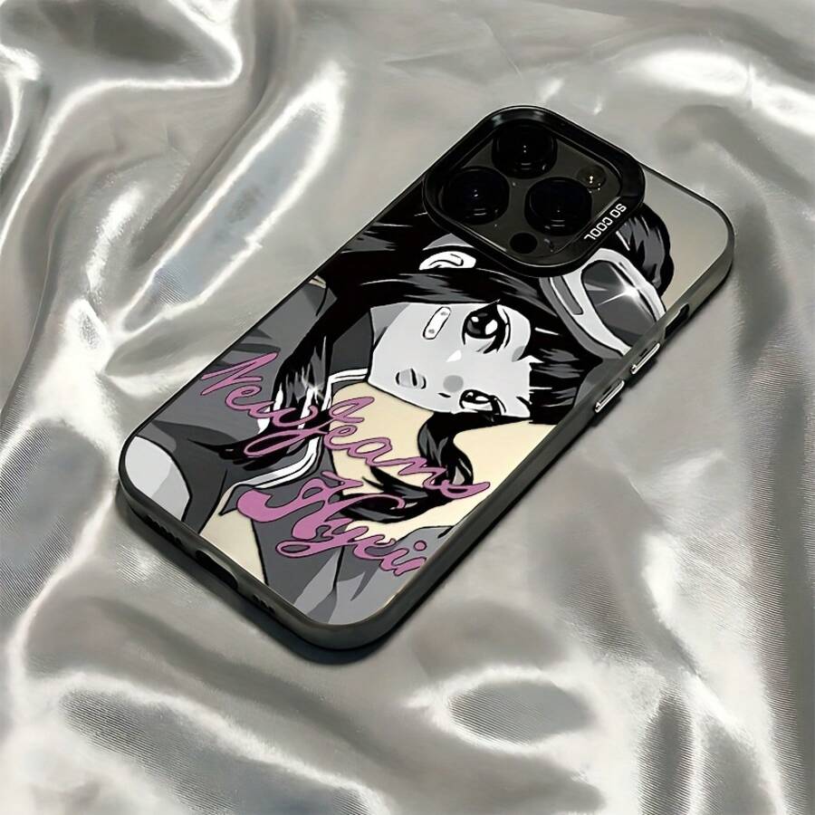 Funda trasera mate a prueba de golpes para iPhone 16 15 14 13 12 Pro Max X XR XS MAX 8 33 Plus con diseño de chica de mezclilla de anime de dibujos animados - Mezcla de colores - Ver 1