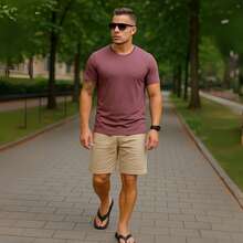 Kit Of 3 Classic Modal T-Shirts, Quality And Durability For Men, Modella - BROWN+WINE+GREEN - View 7