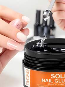 TWOING 2 Bottles Solid Nail Glue Gel Set, Extra Large Capacity Strong Adhesive For Press-On Nails, False Nail Tips & Rhinestones, UV Light Cured Multi-Use 3D Sculpting Gel For DIY Nail Art - 無色 - 查看 10