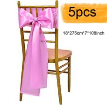 5 件缎面椅子饰带 7x108 英寸适用于婚礼派对宴会仪式餐厅活动派对婚礼装饰缎面椅子蝴蝶结、圣诞节装饰万圣节装饰（多种颜色可选） - 多色18*275cm(5pcs) - 查看 29