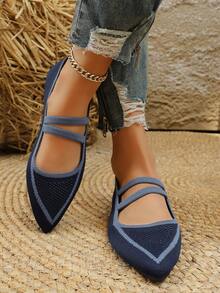 Preppy Style Women's Pointed Toe Flats, Fall, Autumn, Suitable For Home Wear All Seasons