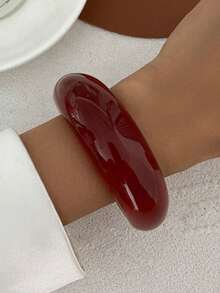 1pc Vintage Exaggerated Punk Style Acrylic Resin Asymmetrical Cuff Bracelet, Minimalist Thick Chunky Jewelry, Multi-Color Charm Bangle, Suitable For Women's Daily Commute, Friendly Gatherings, Romantic Holidays, Street Snaps, Fashion Shows (The Texture And Color Of The Bracelet Are Subject To The Actual Product)