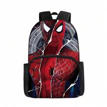 漫威蜘蛛侠双拉链背包，带可调节肩带，学生背包 - 彩色 - 查看 7
