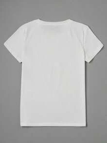 Camiseta casual para mujer talla grande: 100 % algodón suave, con estampado de póker de espadas, tejido ligero y transpirable, corte en H estándar, lavable a máquina, perfecta para primavera y verano. Una camiseta casual para cualquier ocasión. - Blanco - Ver 3