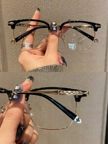 Ultra Light Half Frame Glasses For Myopia,  Anti Blue Light, Refined Scum, High-End Sense, Glasses Frame For Women And Men,Luxurious And Elegant Reinstallation ,Blue Light Glasses For Woman Men Safety Glasses Blue Light Blocking Glasses Protection Computer Gaming Glasses Women Cute Light Weight Red Frame Oversized Non Prescription Small Face Square Cat Eye Reduce Eye Fatigue On Computers, TVs, Phones, And Games, Suitable For Computer Lense Screen Protector Plain Glasses Clear Lens Glasses Blue Light Light Blocking Glasses Blue Light Glasses Light Glasses For For Women Men Light Glasses For Glasses For Women 99 Blue Light Glasses For Woman Blue Light Glasses Women/Men, Fashion Round Frame UV Ray Filter Computer Gaming Glasses Computer Glasses - Anti Eyestrain & UV Glare Protection Anti Glare - 烏亮 - 查看 3