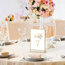 3/6/12 Pack Acrylic Gold Sign Holder, 4x6 Inch/5x7 Inch Tabletop Gold Picture Frames, Clear Double Sided Menu Holder, Wedding Table Numbers Picture Frames, Photo Displays For Events And Decor (Gold) - Gold-5x7 Inch - View 7