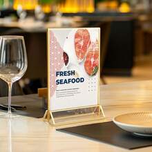 3/6/12 Pack Acrylic Gold Sign Holder, 4x6 Inch/5x7 Inch Tabletop Gold Picture Frames, Clear Double Sided Menu Holder, Wedding Table Numbers Picture Frames, Photo Displays For Events And Decor (Gold) - Gold-4x6 Inch - 查看 10