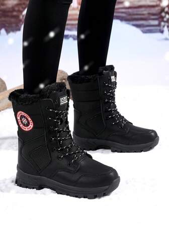 女士加大码冬季高帮多功能保暖雪地靴，女士户外防滑徒步靴，女士西部靴，女士靴子，女士高帮靴，女士防滑长筒靴，女士保暖加厚靴，女士保暖长筒靴，女士时尚保暖雪地靴，女士户外冬季徒步靴，女士保暖黑色靴子，毛绒靴