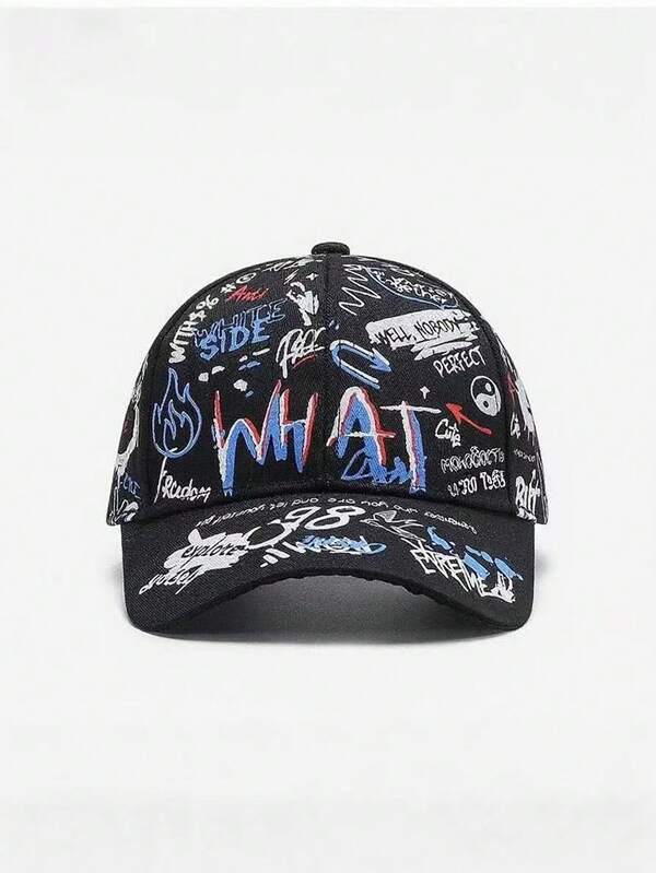 Ins Style Sun Protection Hat, Casualy Unisex Cartoon Graffiti Print Baseball Cap, Spring/Summer New Arrival