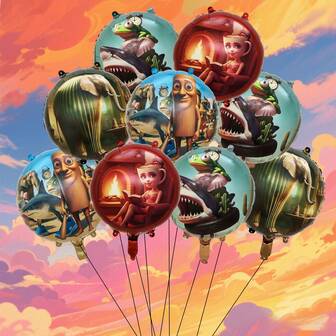 Set de 8 globos de aluminio asimétricos de 18 pulgadas con temática de Shan Hai Jing, decoraciones esenciales y accesorios para fiestas con temática de Braindead, Shan Hai Jing Tung Tung Tung Tung Sahur