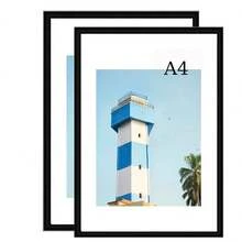 1pc/2pcs Metal Photo Frame, Aluminum Frame, Suitable For Wall Or Desktop Display, Poster, Art Painting, Minimalist & Fashionable Aluminum Alloy Frame, Suitable For Home Living Room, Bedroom, Office Decor, Sizes Include Gold, Silver, Black Aluminum Frames, 30X40cm/A3/A4