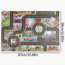 1pc Carpet Landscape Map, Popular Civilization City And Parking Lot Game, City And Road Themed Waterproof Water Game Carpet Map, Waterproof And Moisture-Proof Non-Woven Fabric, School Supplies - Multicolor - View 9