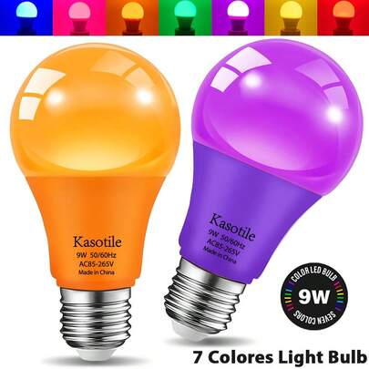 G45 LED Colored Light Bulb, 9W E26 Base Multi-Color Bulb, Suitable For Bedroom, Wedding, Halloween, Christmas Party, Bar Atmosphere Decoration String Lights, Replaceable, AC 85V-265V, Non-Dimmable, 1 Piece