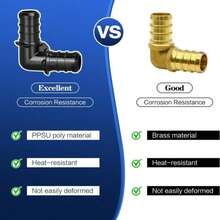 1_2" Poly PPSU Barb Crimp PEX Fitting, 30pcs PEX Fitting Combo, 10pcs Each Elbows Tees Straight Couplings, No Lead (30pcs, 1_2" Combo) - ColorB - 查看 2