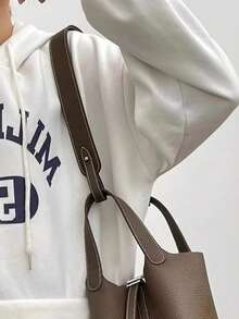 Elephant Grey Short Strap Bag Modification Widening And Thickening PU Long Shoulder Strap, Suitable For Bucket Bags, Handbag Modification Slanted Shoulder Bag Strap, Vegetable Basket Wide Shoulder Strap Accessory, PU Lychee Grain Crossbody Bag Shoulder Strap,Bag Accessories Replacement Carry Strap Wrist Strap Black Brown Underarm Bag Shoulder Strap, Screw Rivet Bag Strap Manual DIY Bag Replacement Long Shoulder Strap - Grey - View 7