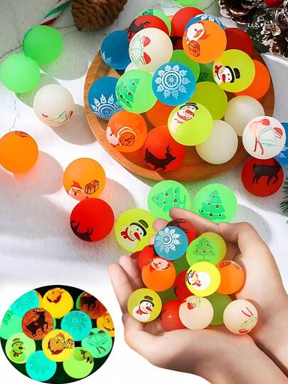 20pcs/10pcs/1pc Random Christmas Theme Design Bouncing Balls, Christmas Tree, Santa Claus, Elk, Bells, Snowman And Other Patterns Glow In The Dark Favorite Stretch Party Supplies Bulk Party Favors Carnival Prize Birthday Gift Bag Fillers Christmas,Christmas Stocking Stuffers, Party Favors,Mas Decorations,Christmas Tree Decoration,Christmas Table Decorations,Funny Gifts