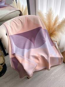 1 pieza Bufanda reversible de mujer con patrón de bloques de color de imitación de cachemira, chal versátil de moda, gruesa y cálida para uso diario en habitaciones con aire acondicionado, otoño/invierno para vestir - rosa morado - Ver 3