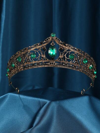 1 peça de acessório de cabelo de princesa barroca de Halloween com strass de cristal escuro - acessório de cabeça para madrinha de casamento, festa de aniversário - decoração elegante para cabelo de recém-casada - presente perfeito para ela