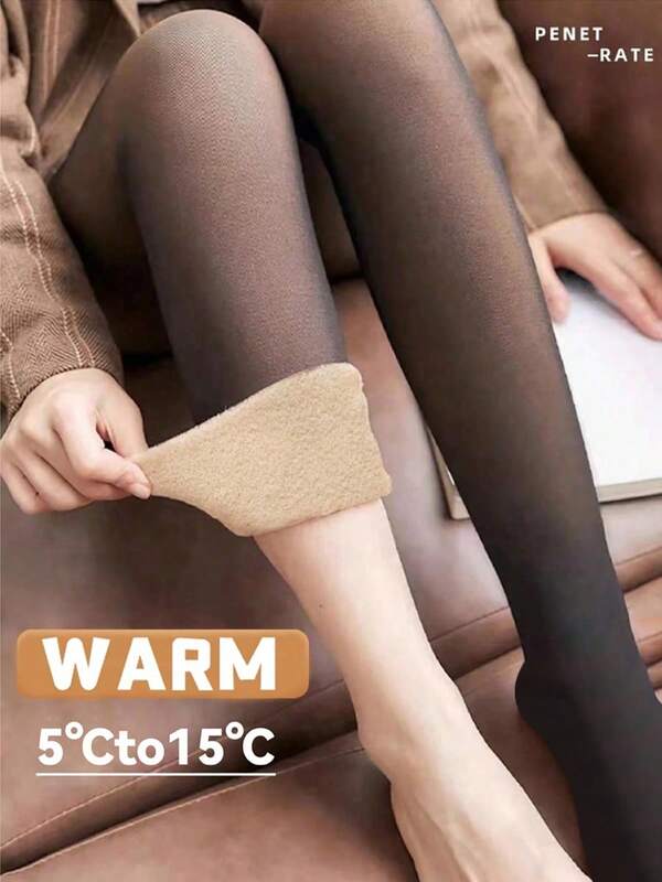 Damen dicke thermisch gefütterte Scheinstrumpfhose, sexy Kompressionsleggings mit Lammwolle, geeignet für Herbst und Winter