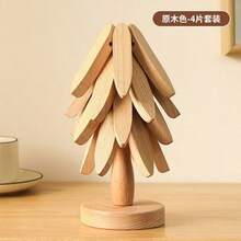 1 Set Of 3 Wooden Heat-Resistant Cup Coasters With Base, Creative Artwork For Dining Table, Decorations For Christmas, Housewarming, Wedding Or Religious Festivals - Multicolor - View 9