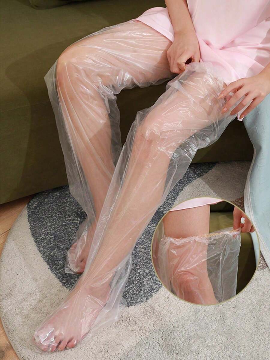 10件/20件一次性使用透明腿膜，塑料脚膜，防止开裂，冻伤并提供水分，去角质和保湿手膜，加厚一次性使用腿膜，沙龙防水腿套，73厘米脚膜（10件/1包）