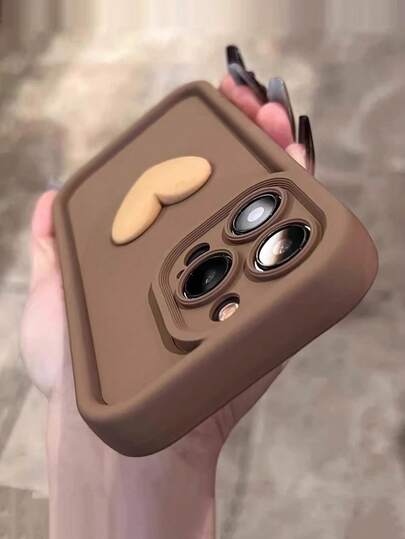 1pc Fashionable Black Heart-Shaped Phone Case, Full Coverage Shock-Proof Protective Cover, Minimalist Design With Wrist Strap, Suitable For Daily Use And Outdoor Carrying, Compatible With IPhone 17/17Air/17Pro/17Promax, 16/16Plus/16Pro/16Promax, 15/15Plus/15Pro/15Promax, 14/14Plus/14Pro/14Promax, 13/13Pro/13Promax, 12/12Pro/12Promax, 11/11Pro Max, Dust-Proof, Highly Attractively, Popular