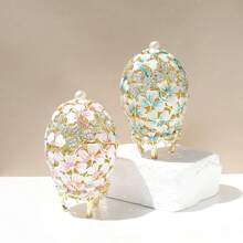 1个椭圆形花卉复活节彩蛋珐琅首饰盒，复古俄罗斯珐琅复活节礼盒，可收纳耳环、戒指、项链等，创意装饰首饰盒 - 彩蛋首飾盒 - 查看 6