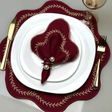 Placemat Kit, Embroidered Placemat, Round/Rectangular Table Placemat And Napkins - 巴黎勃根地 - 查看 6