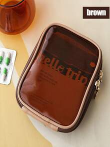 1pc Large Capacity Transparent Mesh Waterproof Cosmetic Bag, Portable Travel Toiletry Bag, Elegant Makeup Organizer, Lightweight And Compact For Skincare And Makeup On The Go - Multicolor - View 15