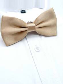 1pc Men's Solid Color Bow Tie, Double Layer Polyester Bow Tie For Groom, Groomsman, Usher, Formal Occasion