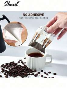 shoxil 50PCs/100PCs Disposable Coffee Filter Bags - Portable Hanging Ear Design For Single Serve Pour Over, Compatible With Most Cups | Ideal For Travel, Camping, Home & Office Use - Ear Filter Paper - View 6