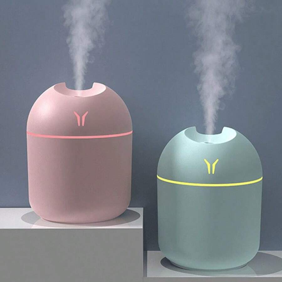 Portable Mini Humidifier, 250ML 3-In-1 Cool Mist With Aroma Pads, Colorful Night Light, USB For Car And Travel - Hồng - Xem 1