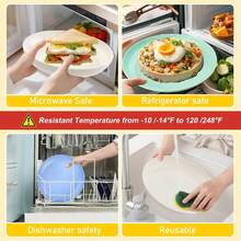 16/32pcs Kitchen Wheat Straw Large Size Dinnerware Set, Service For 4/8, Unbreakable Modern Dish Set-Dinner Plate/Dessert Plate/Cereal Bowl/Cup, Lightweight Tableware, Perfect Camping And Everyday Use - 彩色 - 查看 4