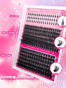 276/252 件独立睫毛簇 60D/80D D 卷曲 10-18 毫米 DIY 单根睫毛延长套装，超浓密、蓬松、自然、可重复使用，适合家庭使用、外出、日常生活、婚礼、约会、派对、音乐节和旅行 - 黑色 - 查看 4