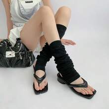 1双白色夏季防紫外线过膝薄款纯色腿套，随机发货，舒适保暖