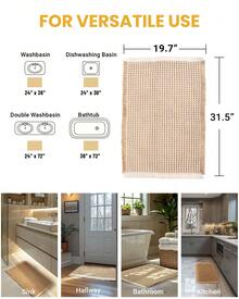 FURICHER Waffle Bath Mat, Non Slip Bathroom Mat, Ultra Absorbent Bath Mats For Bathroom Decor, Extra Soft Floor Bathroom Rugs, Washable Bath Rugs (21"*27") - Multicolor - View 2