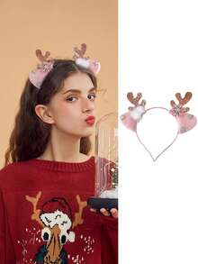 1pc Women's Cute Deer Antler Headband, Polyester Material, Christmas Party Accessory, Christmas Decorations Home Holiday Essential, Hair Band, Hair Hoop ,Hairband For Women - Multicolor - View 8