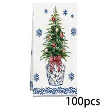 2pcs Set Of Christmas Themed Towels, Designed With Christmas Snowman And Christmas Tree Pattern Printed Towels, Machine Washable, Heat-Resistant, Absorbent And Reusable, Room Decoration, Kitchen And Bathroom Towels, Party Decoration, Home Decoration, Ideal Christmas Gift - Multicolor - View 14