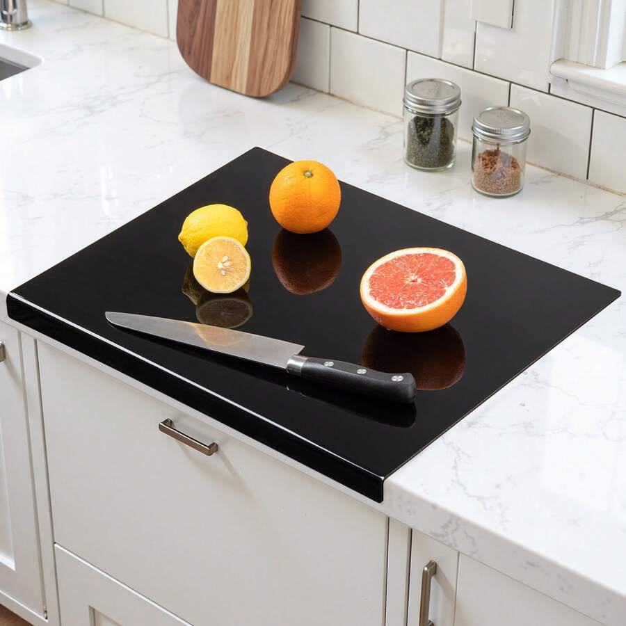 Acrylic Cutting Board With Counter Lip, 17.5x13.5 Inch Clear Cutting Boards For Kitchen Counter, Large Cutting Board Non Slip For Countertop Protector, Apartment Essentials Kitchen Decor Gifts, Black - 黑色 - 查看 1