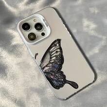 携帯電話ケース - ブラックバタフライ携帯電話ケース、16 Promax/15/14/13/12/11対応、厚みのある耐衝撃設計、指紋防止。この耐久性のある耐衝撃性携帯電話ケースは、スタイリッシュなPC素材で作られています。 UBTU - 半透明シルバー - チェックする 3