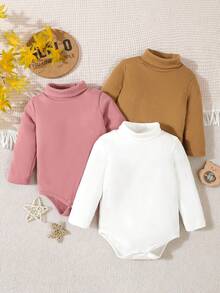 男婴保暖高领衫，3 季保暖紧身衣 - 粉色 - 查看 7