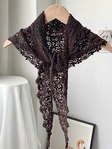 1pc Lace Crochet Pattern Triangle Scarf Shawl For Dress