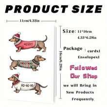 Dachshund Christmas Greeting Card, Cartoon Dog Holiday Wishes, Festive Season Paper Card For Anyone, Single Pack