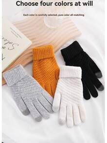 Women's And Men's Winter Ski Magic Gloves Warm Full-Finger Stretch Knitted Polyester Blend With Elastic Acrylic Mittens Jacquard Design For Touch Screen For Outdoor & Cycling