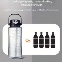 64 Oz Large-Capacity Portable Water Bottle, With Scale Markings, Without Bisphenol A, Transparent Leak-Proof Design, Shock-Resistant And Heat-Resistant, Suitable For Travel, Fitness Exercises And Outdoor Fishing.