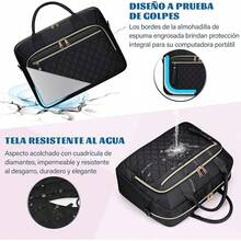 Bolsa para Laptop Mujer 17.3 Pulgadas Maletin para Laptop Impermeable Portafolios para Laptop bolsa para computadora, para Oficina, Negocios, Viajes, Universidad, Negro - Negro - Ver 4