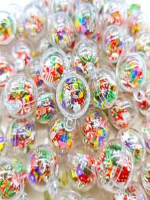 10 قطع من الزينة الأكريليكية لعيد الميلاد - مثالية لصنع المجوهرات DIY وديكورات العطلات، زينة شجرة عيد الميلاد، كونفيتي عيد الميلاد